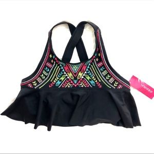 NWT Xhilaration Embroidered Racerback Swim Top